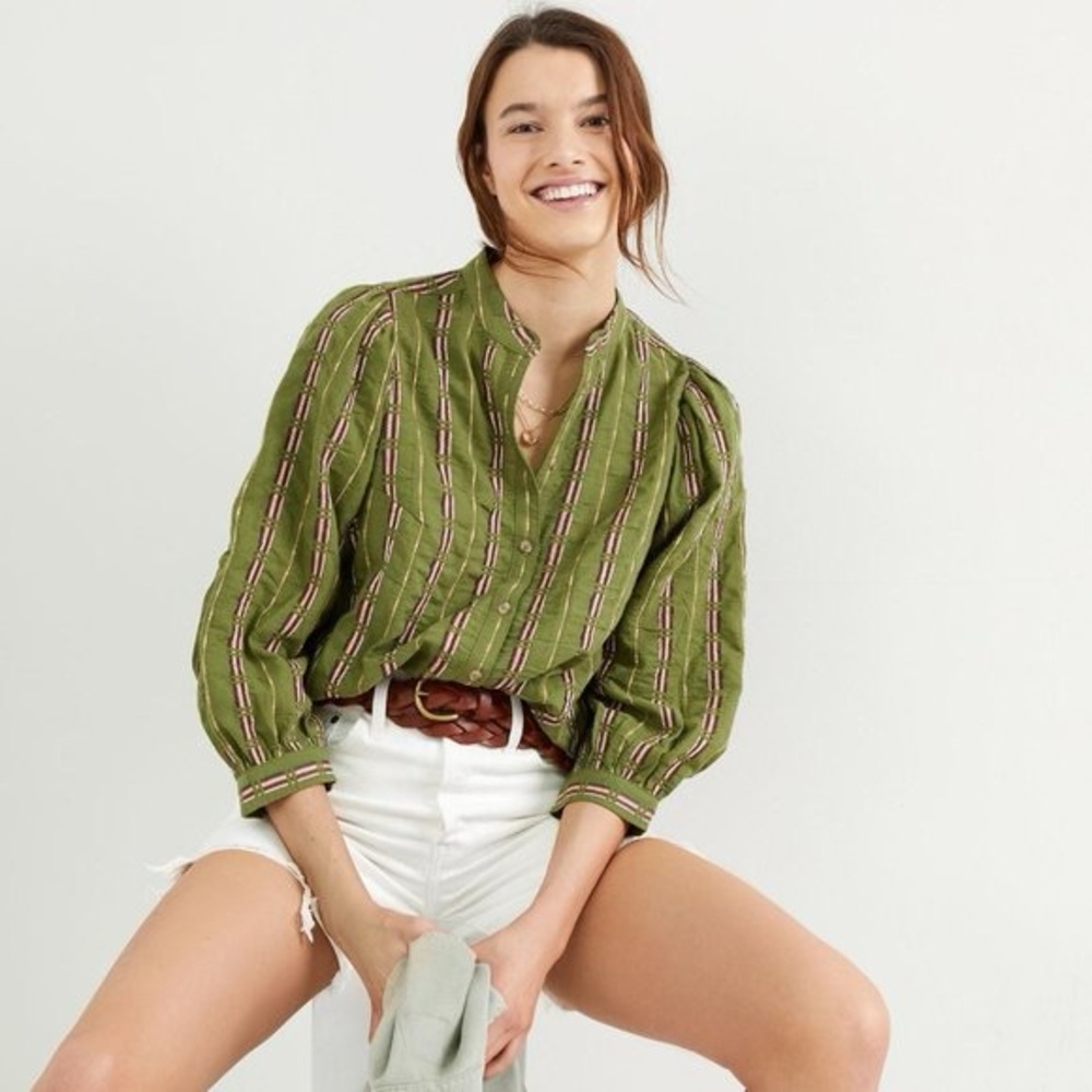 Anthropologie Pilcro Green The Bella Femme Top